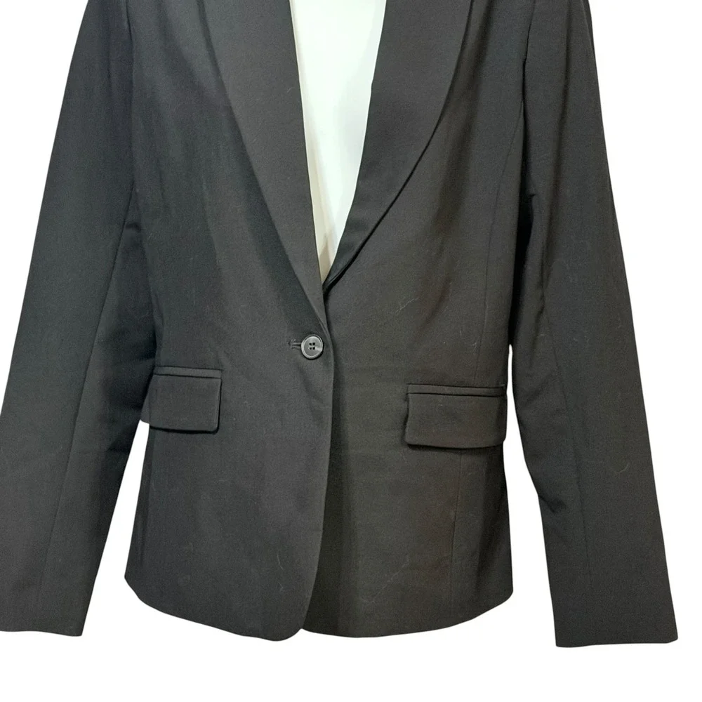 Liz Claiborne Kate Black Single Button Blazer Jacket Wrinkle Free Size 4